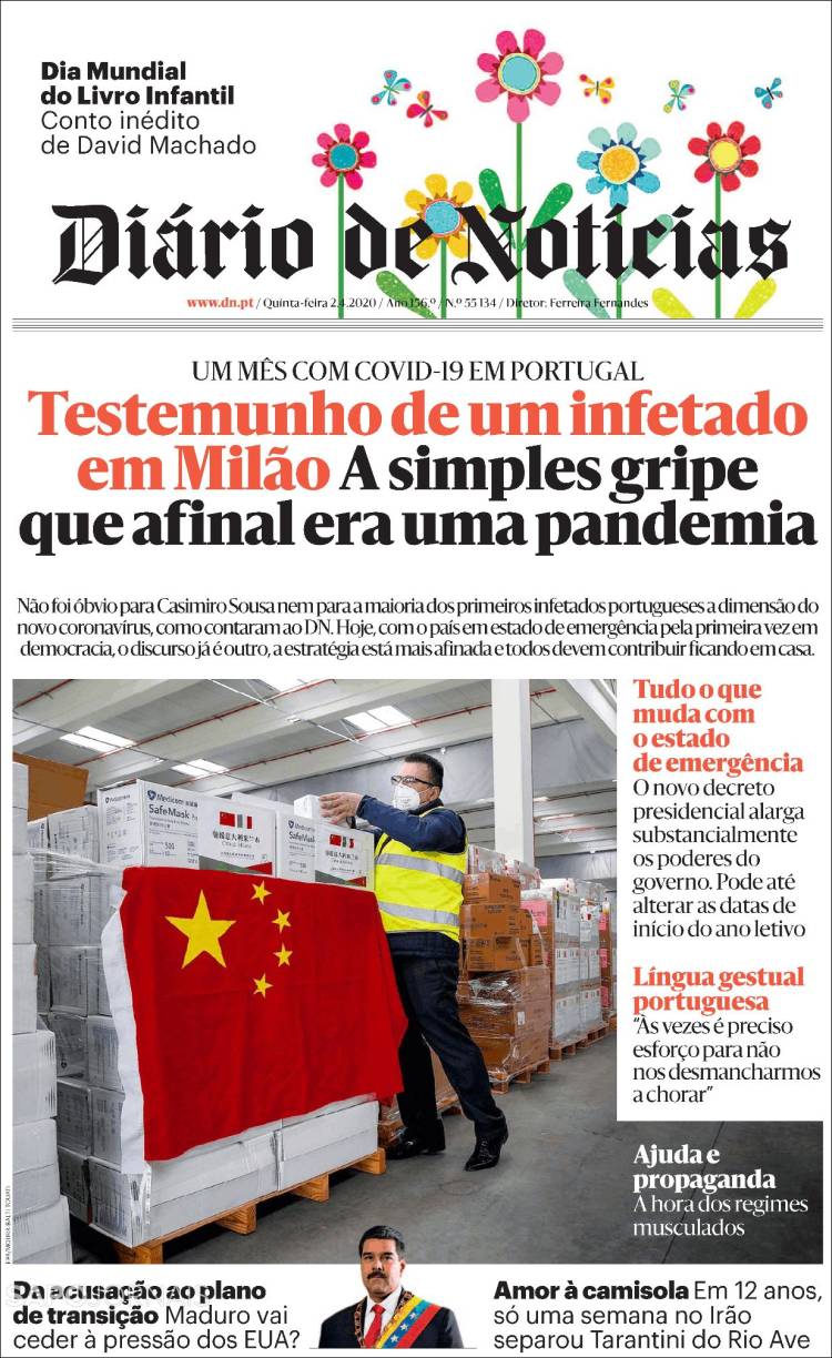 Portada de Diário de Noticias (Portugal)