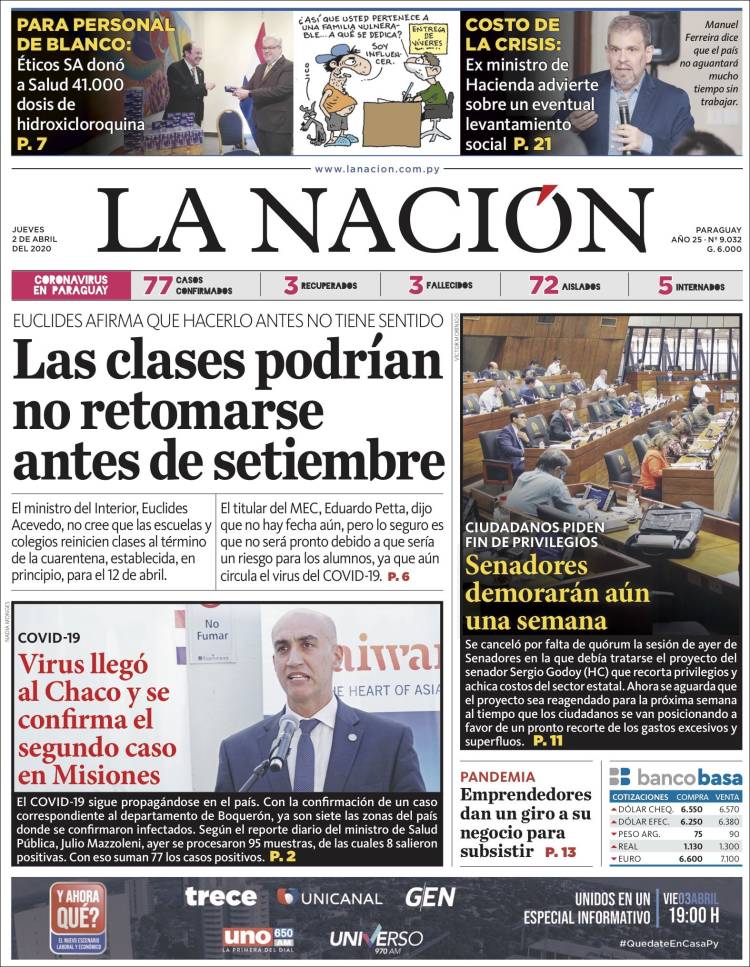 Portada de La Nación (Paraguay)