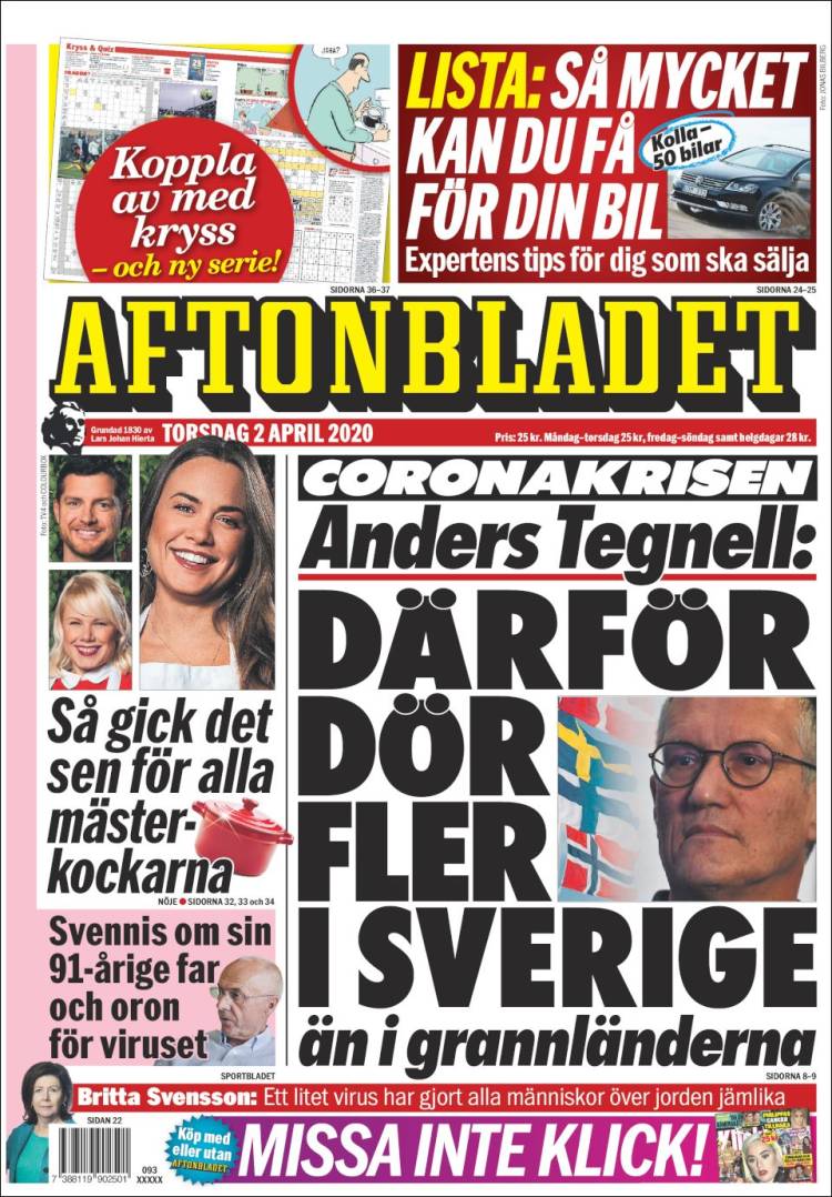 Portada de Aftonbladet (Suecia)