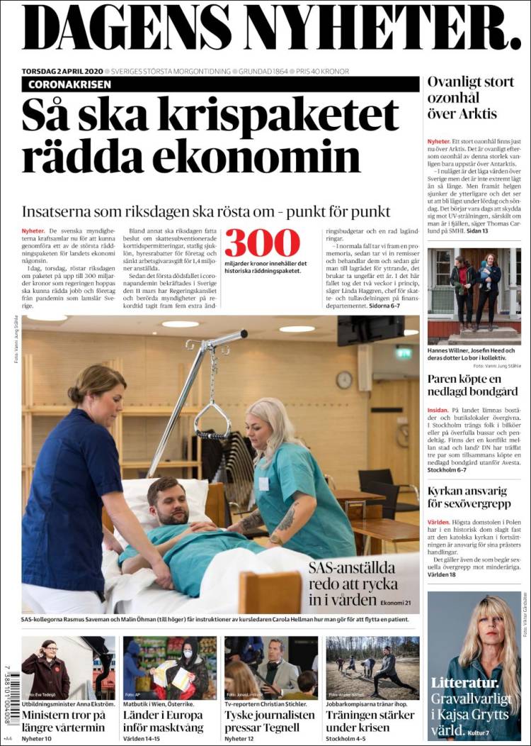 Portada de Dagens Nyheter (Suecia)
