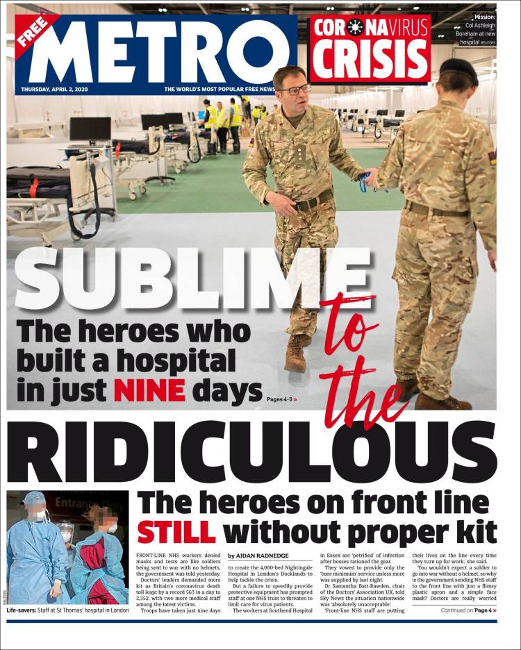 Portada de Metro (Reino Unido)