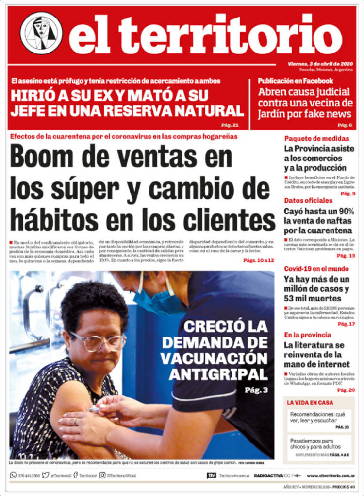 Portada de El Territorio (Argentina)