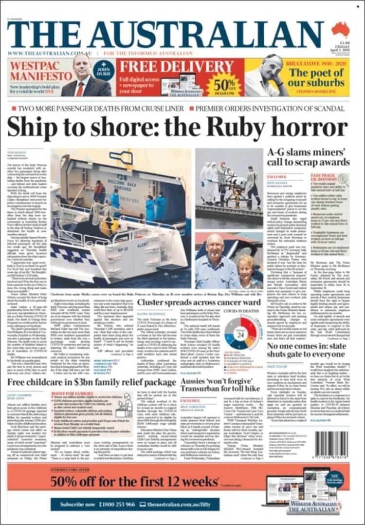Portada de The Australian (Australia)