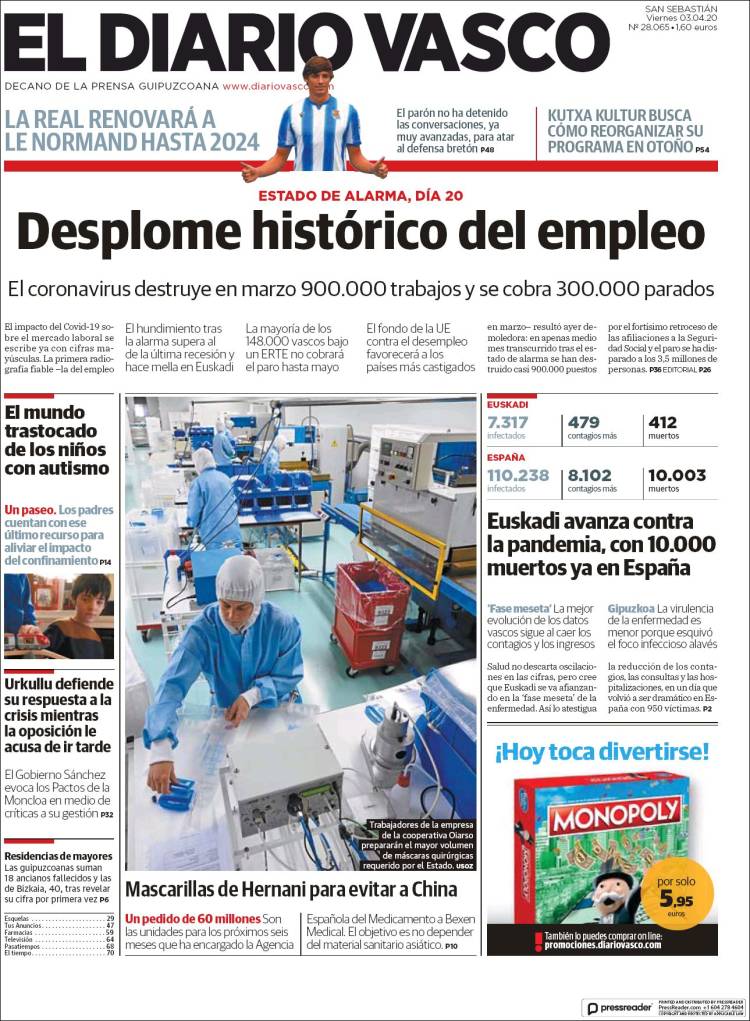 Portada de Diario Vasco (Espa&ntilde;a)