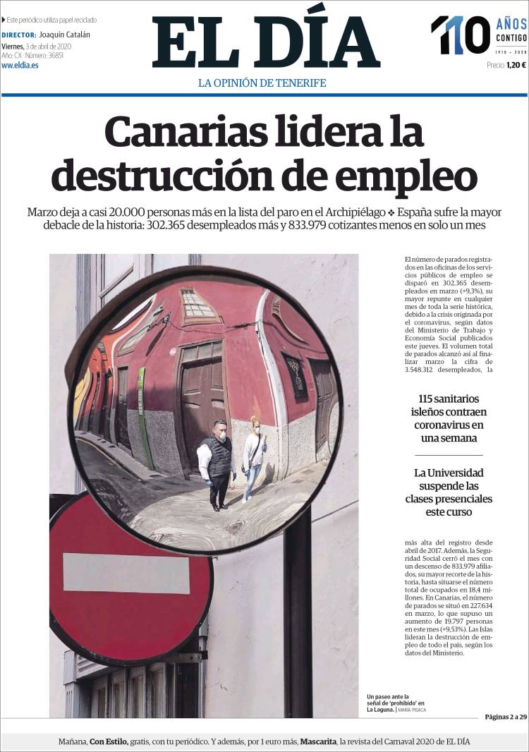 Portada de El Día (Espa&ntilde;a)