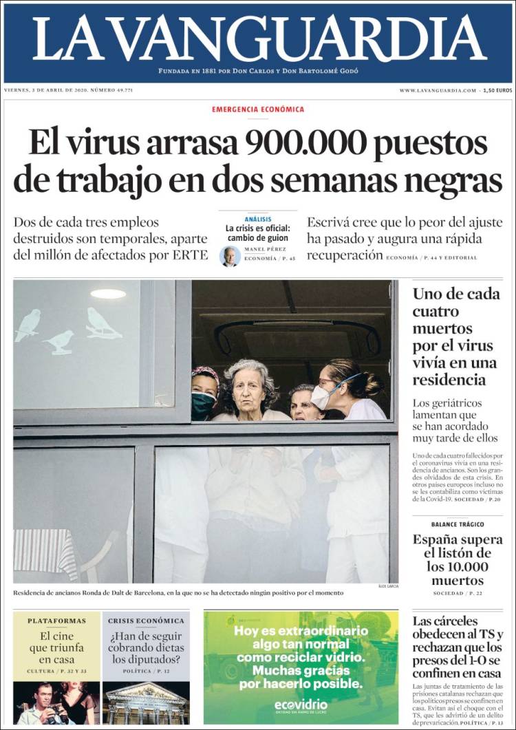 Portada de La Vanguardia (Espa&ntilde;a)