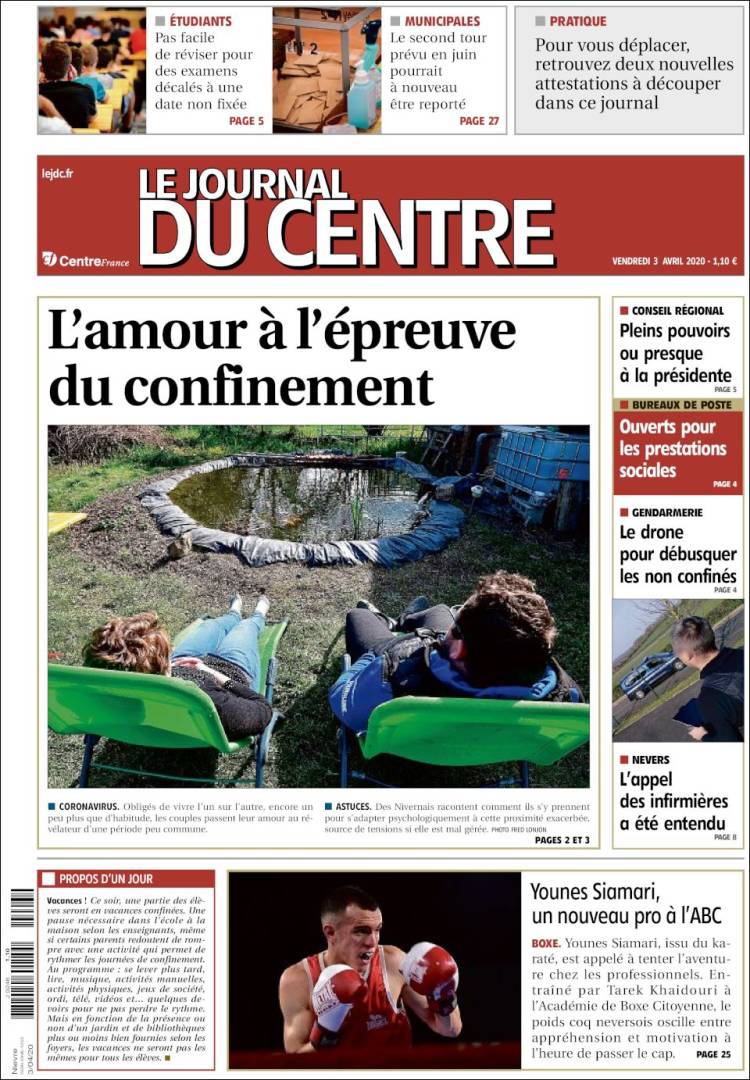 Portada de Le Journal du Centre (Francia)