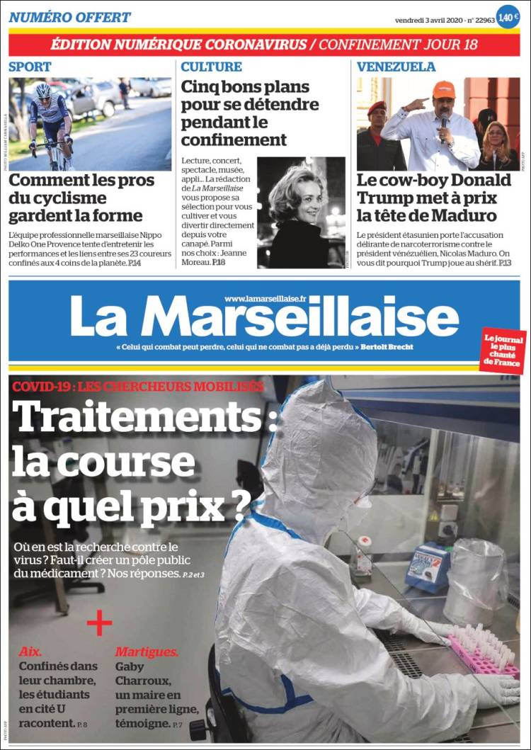 Portada de La Marseillaise (Francia)