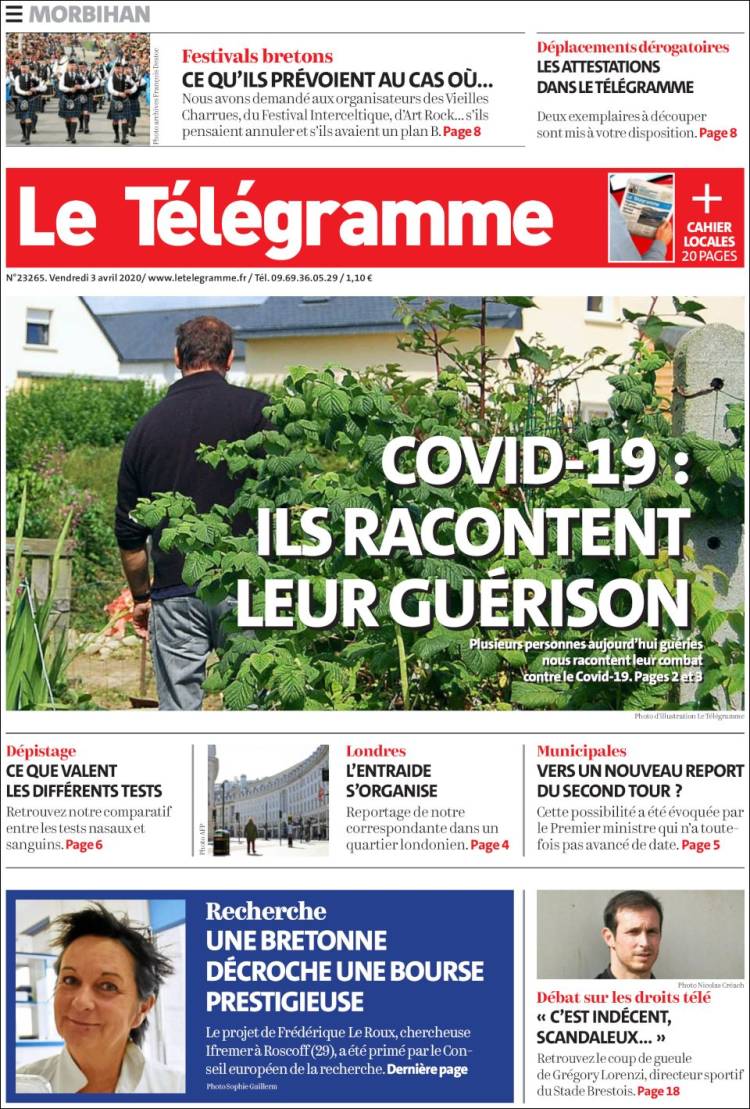 Portada de Télégramme (Francia)