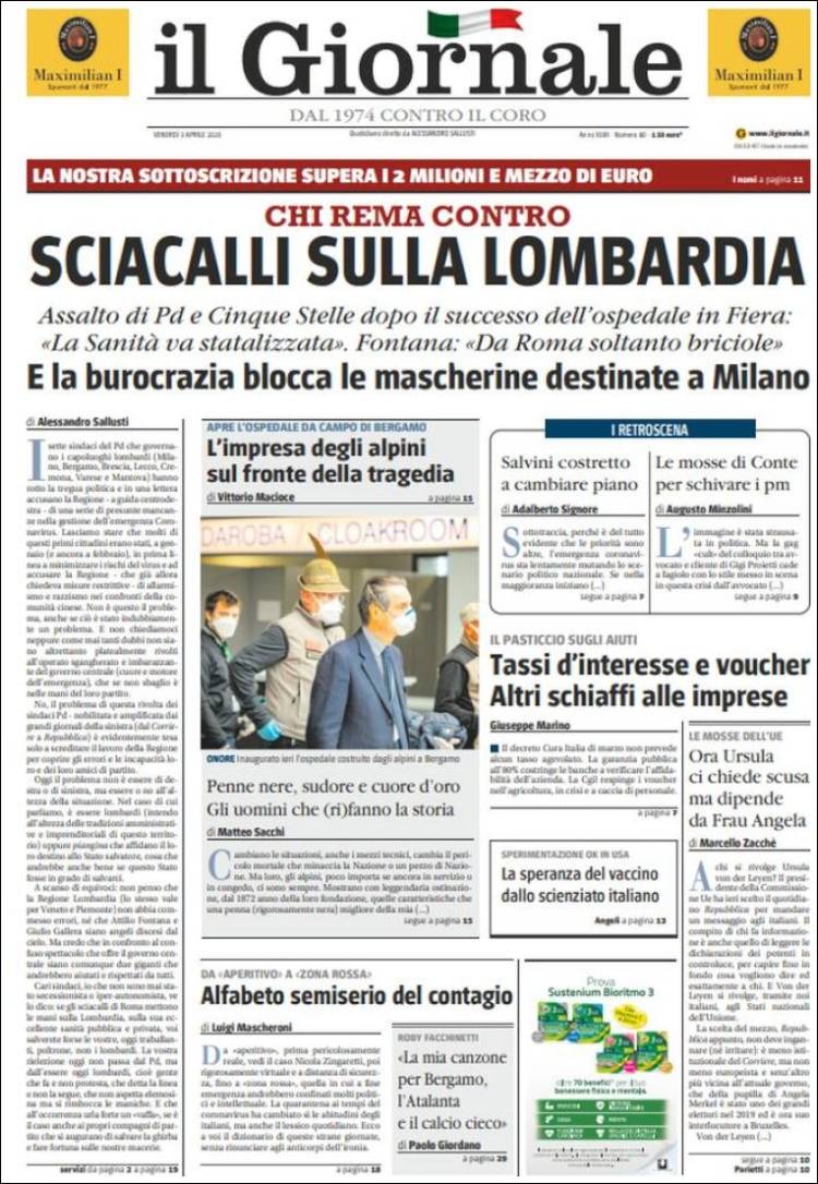Portada de il Giornale (Italia)