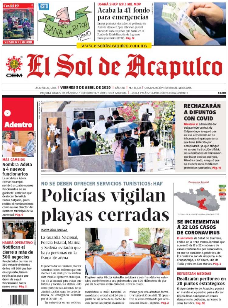 Portada de El Sol de Acapulco (M&eacute;xico)