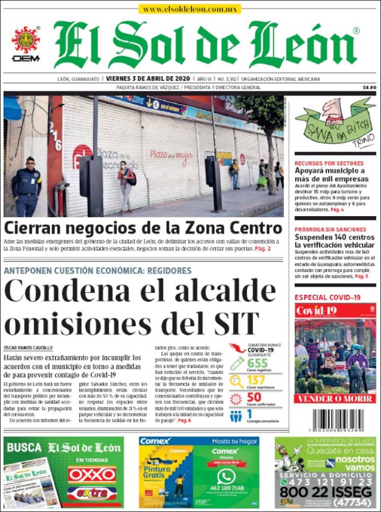 Portada de El Sol de León (M&eacute;xico)