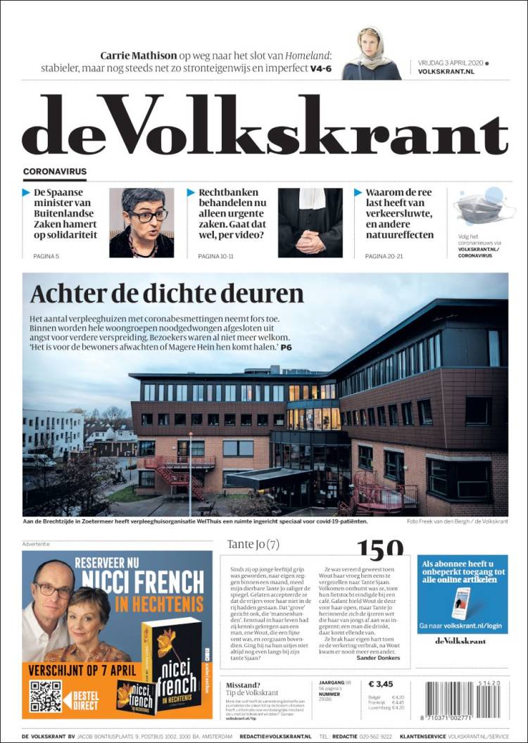 Portada de De Volkskrant (Pa&iacute;ses Bajos)