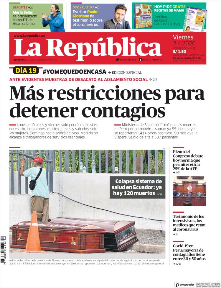 Portada de La Republica (Per&uacute;)