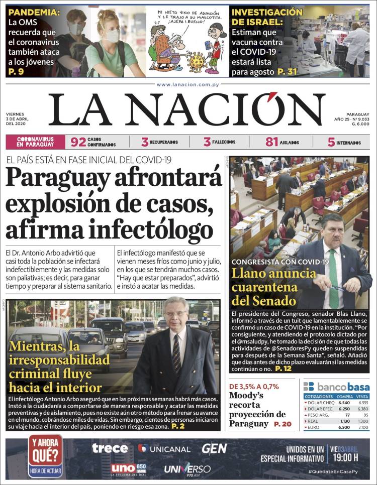 Portada de La Nación (Paraguay)