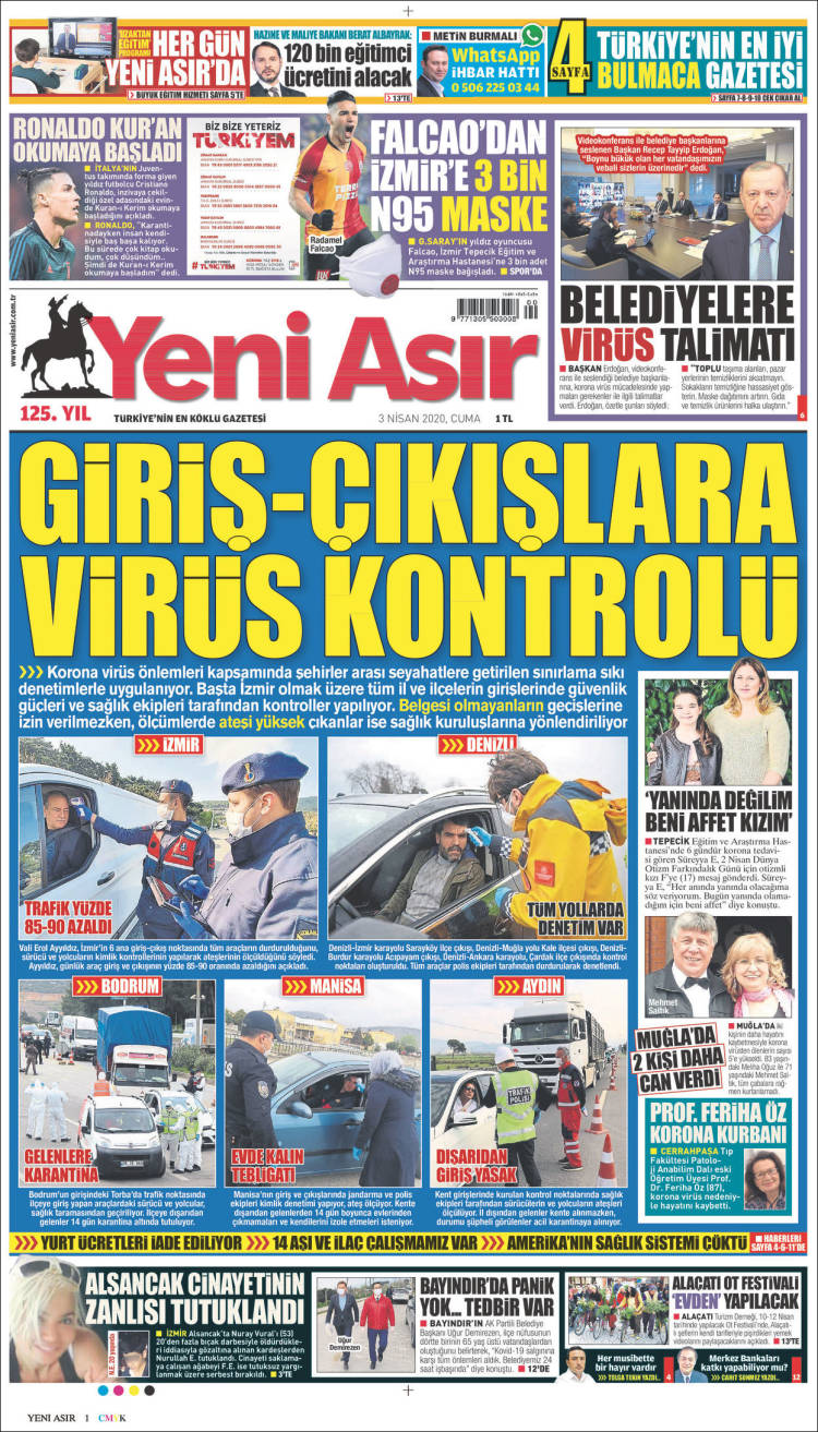 Portada de Yeni Asır (Turqu&iacute;a)