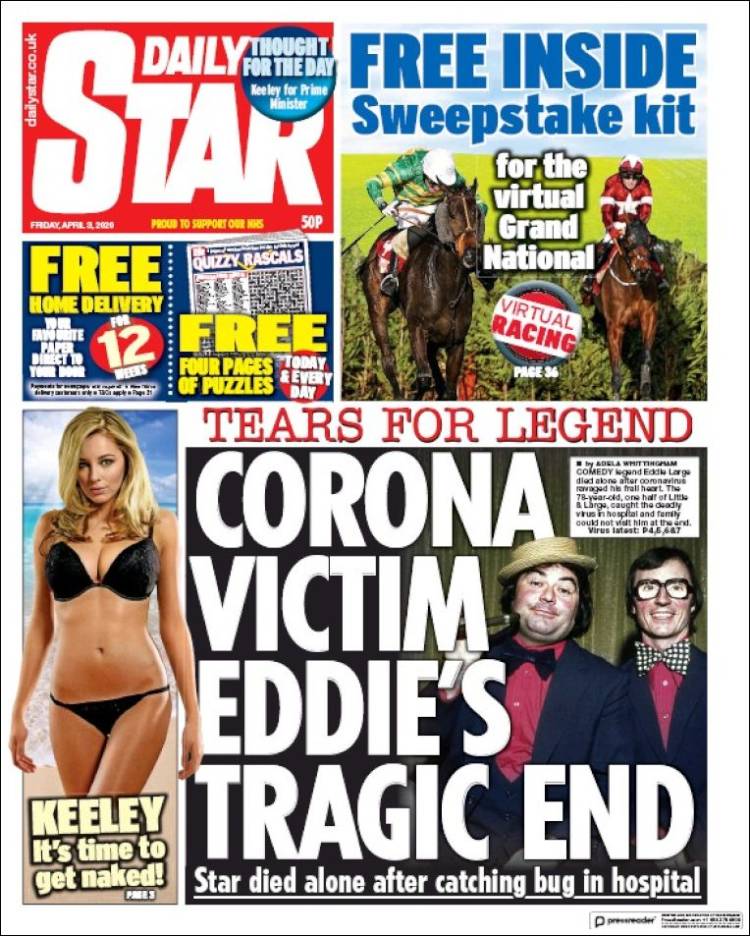 Portada de Daily Star (Reino Unido)
