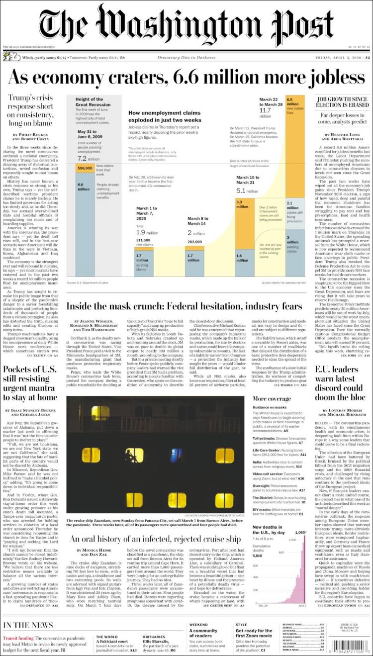 Portada de The Washington Post (USA)