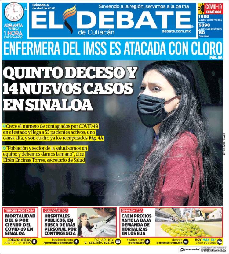 Portada de El Debate de Culiacán (México)