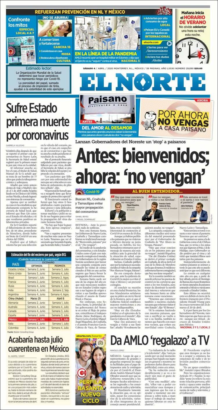 Portada de El Norte (México)