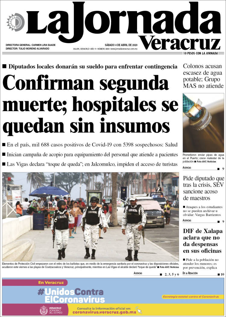 Portada de La Jornada Veracruz (México)