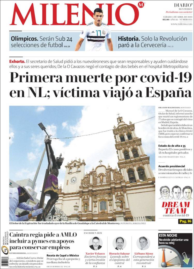 Portada de Milenio de Monterrey (México)