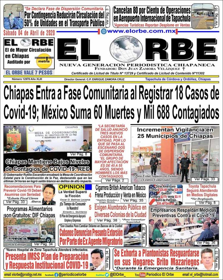 Portada de El Orbe (México)