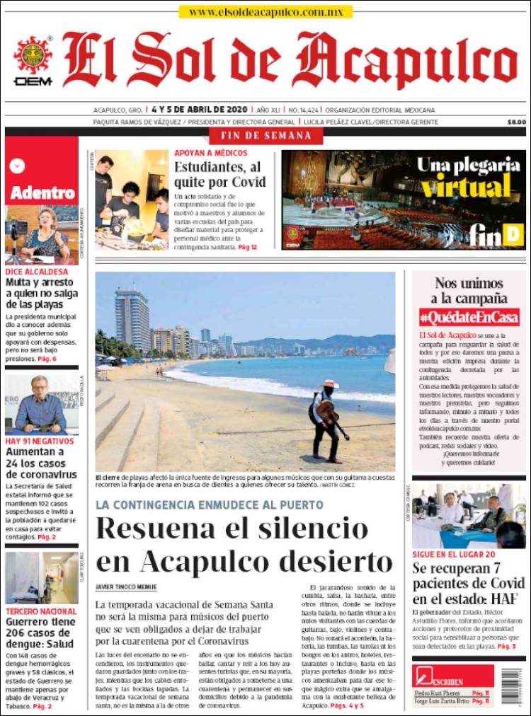 Portada de El Sol de Acapulco (México)