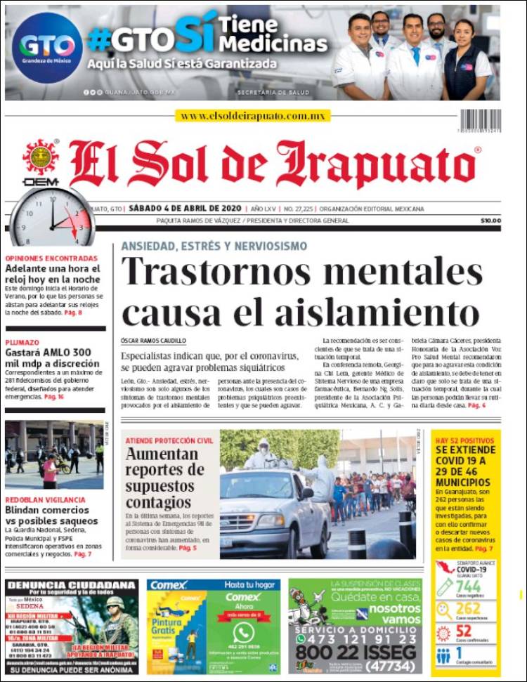 Portada de El Sol de Irapuato (México)