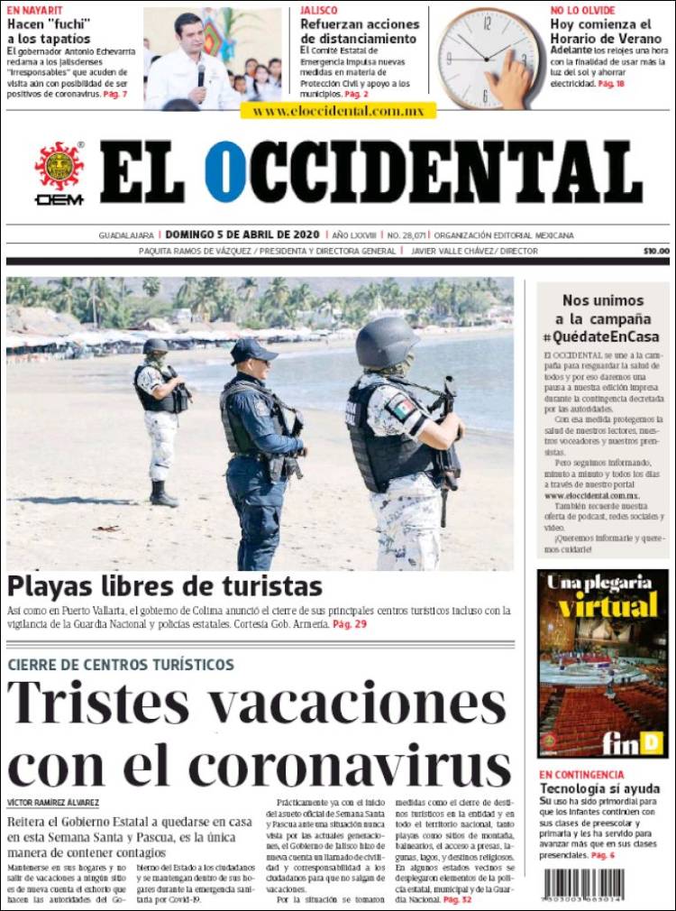 Portada de El Occidental (México)