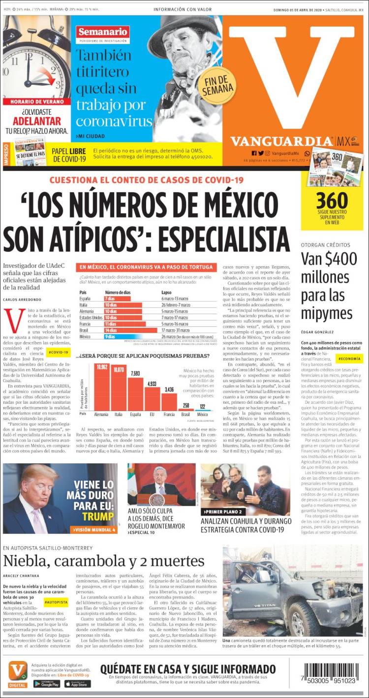 Portada de Vanguardia (México)