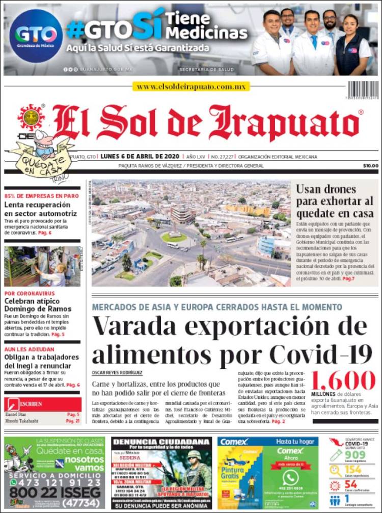 Portada de El Sol de Irapuato (México)