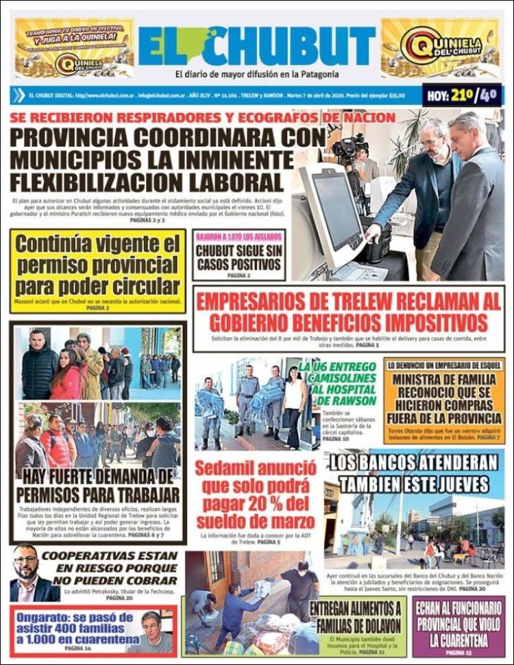 Portada de El Chubut (Argentina)