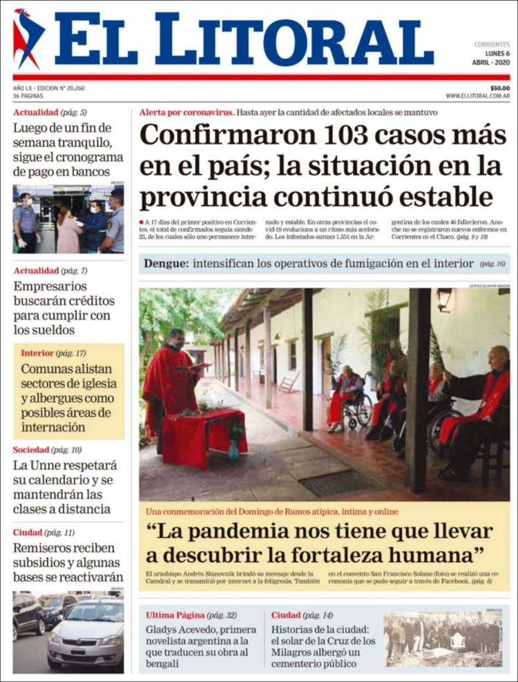 Portada de El Litoral Corrientes (Argentina)