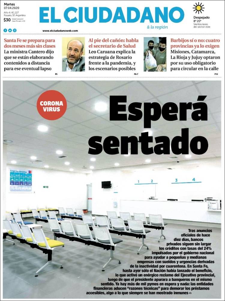 Portada de Diario El Ciudadano (Argentina)