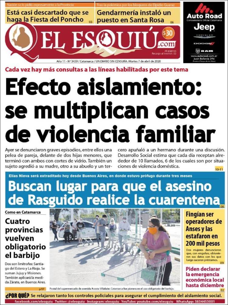 Portada de El Esquiu (Argentina)