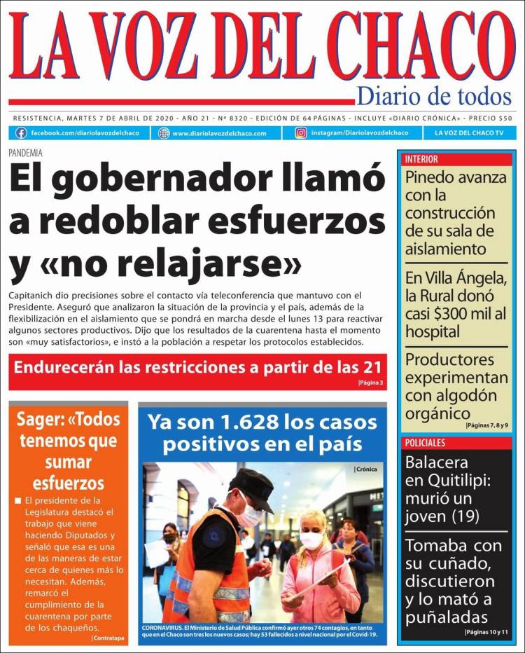 Portada de La Voz del Chaco (Argentina)