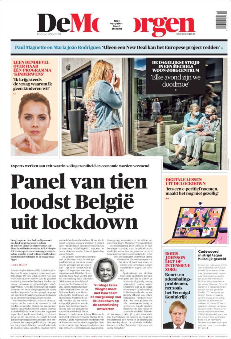 Portada de De Morgen (B&eacute;lgica)