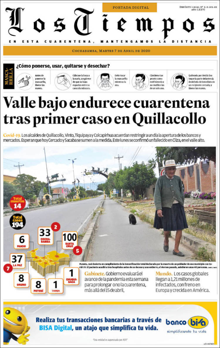 Portada de Los Tiempos (Bolivia)