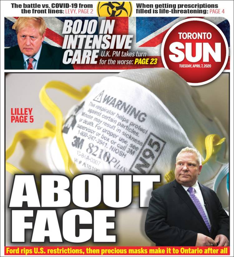 Portada de The Toronto Sun (Canadá)