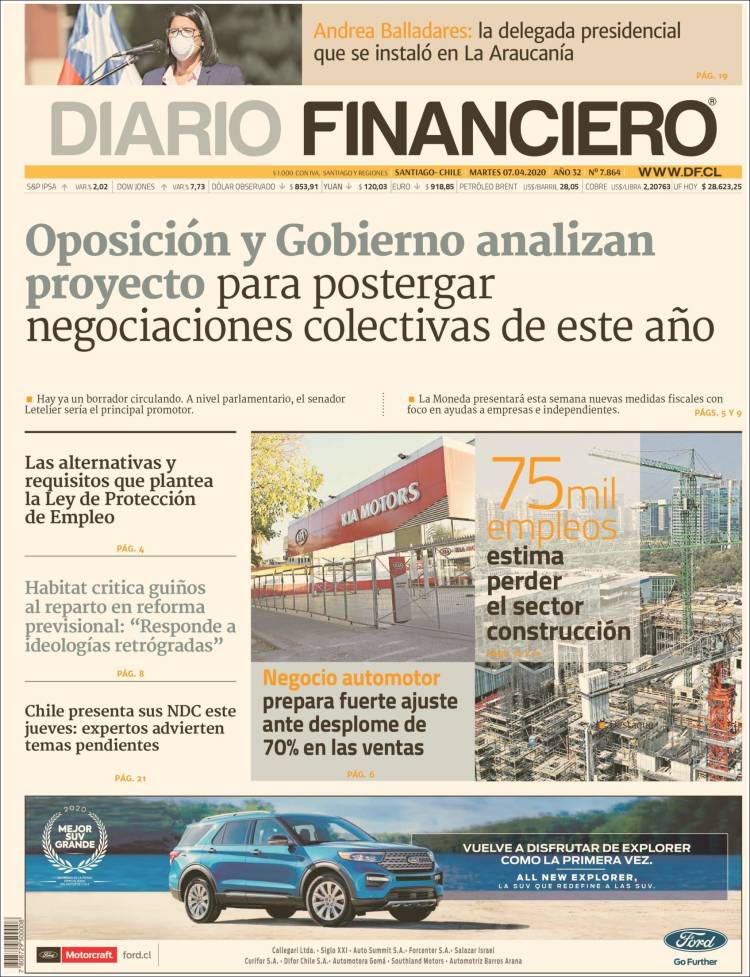 Portada de Diario Financiero (Chile)
