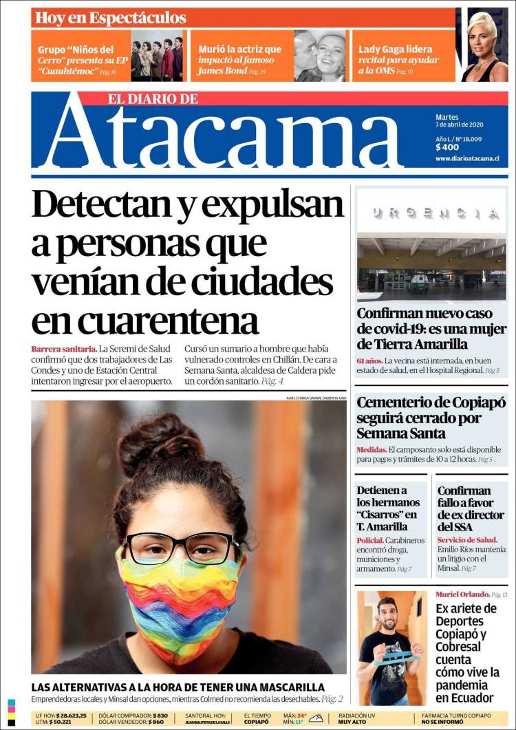 Portada de Diario de Atacama (Chile)