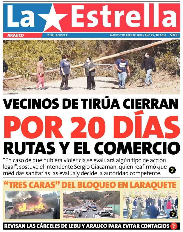 Portada de La Estrella de Concepción (Chile)