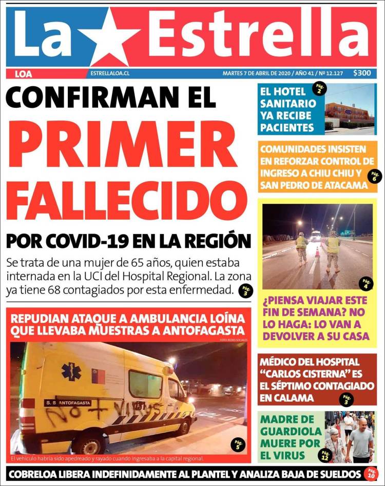 Portada de La Estrella de Loa (Chile)