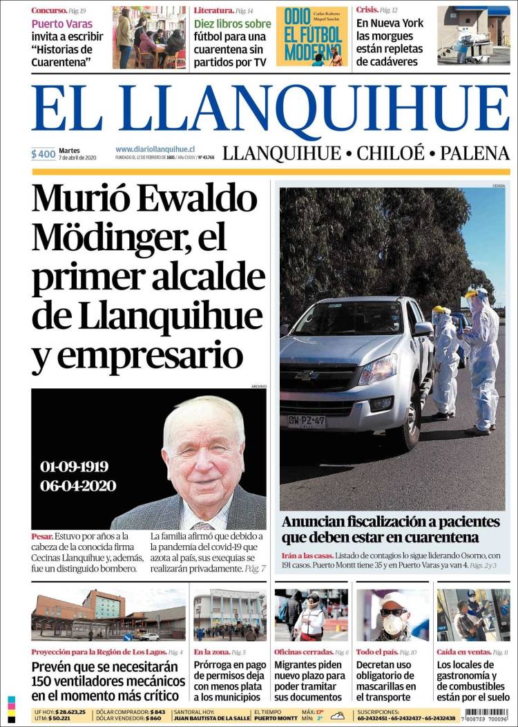 Portada de El Llanquihue (Chile)