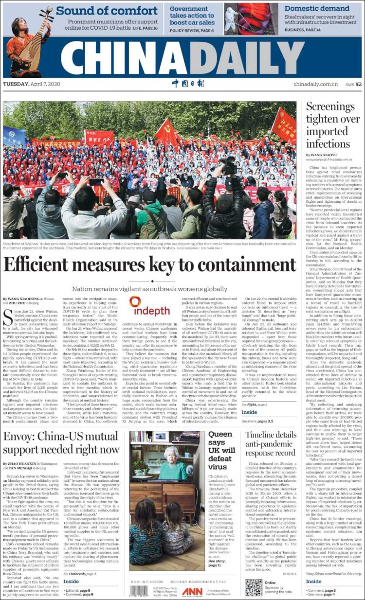 Portada de China Daily (China)