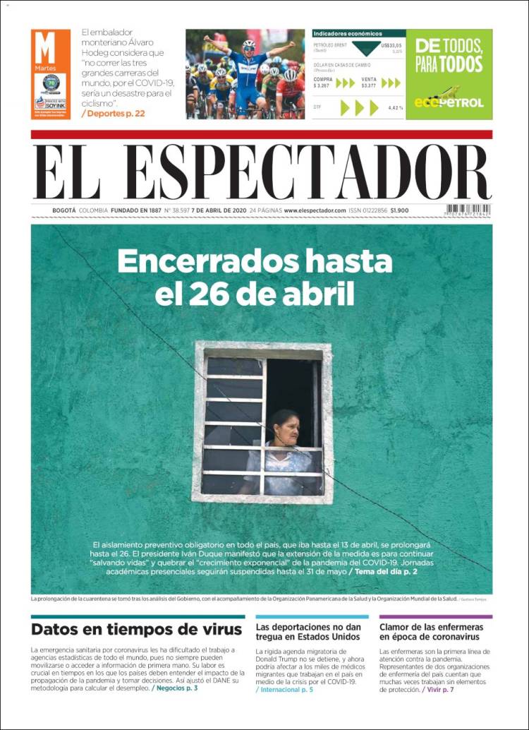 Portada de El Espectador (Colombia)