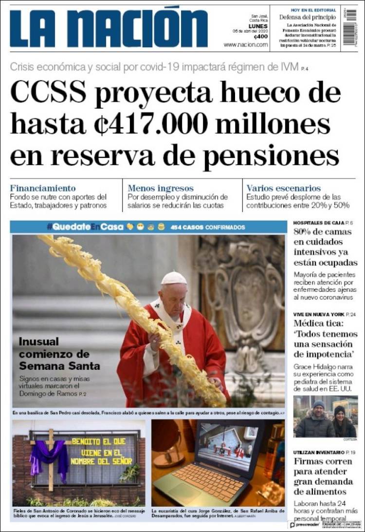 Portada de La Nación - Costa Rica (Costa Rica)