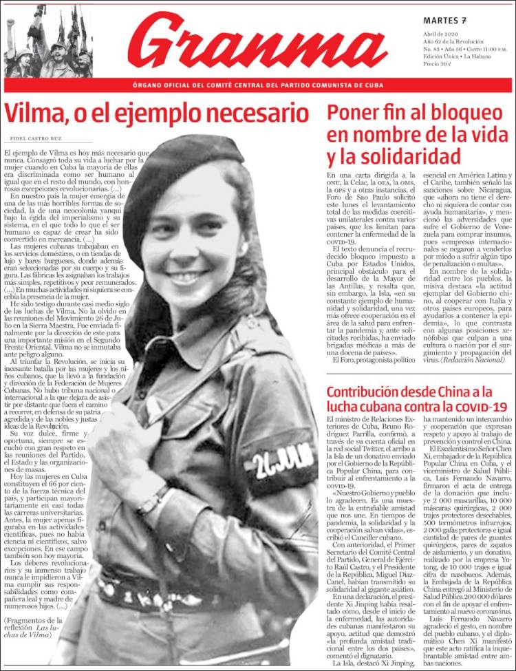 Portada de Granma (Cuba)