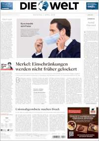 Portada de Die Welt (Alemania)